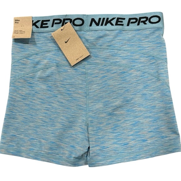 Nike Pro Women's Training Shorts High Rise Tight Fit Blue Size Large NWT - Picture 3 of 5